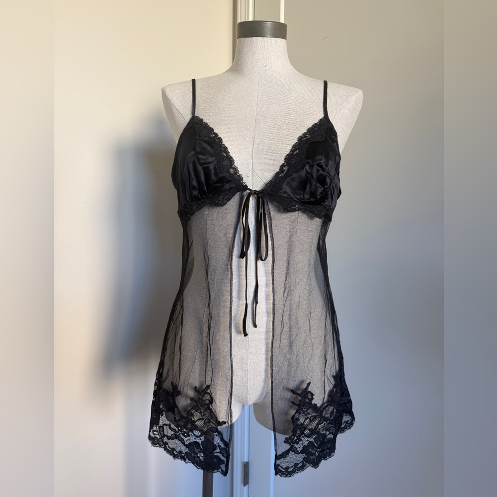 Y2K Vintage Victoria’s Secret 2001 100% Silk Babydoll lingerie top Size L